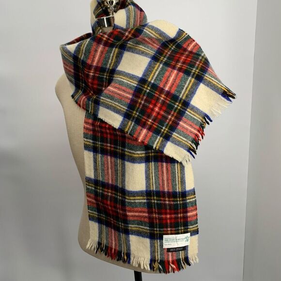 THE SCOTCH HOUSE 100% wool red plaid scarf mens womens unisex - Picture 1 of 5
